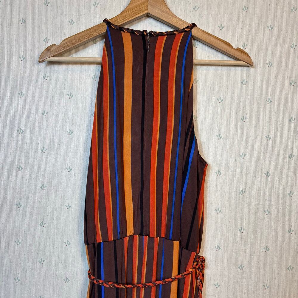 White House Black Market Aline Slinky Halter Maxi Dress Sz 8 Retro Stripe NWT - Picture 7 of 8